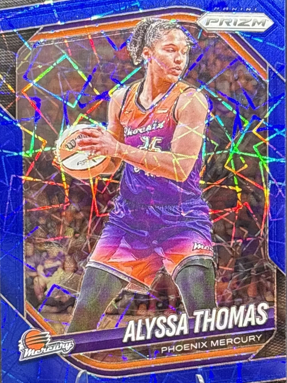 Panini Prizm Alyssa Thomas Basketball Trading Card - Blue Cracked Ice Prizm